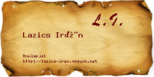 Lazics Irén névjegykártya